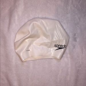 White speedo swim cap